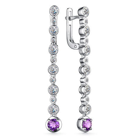 Серьги из серебра с аметистом Алькор 02-3498/00ам-00 02-3498/00ам-00