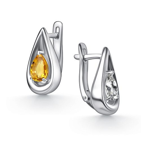 Серьги из серебра с цитрином Алькор 02-5772/гхцт-00 02-5772/гхцт-00