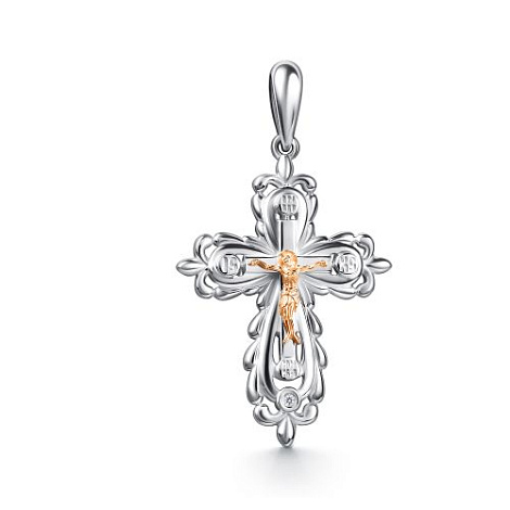 Крест из серебра с бриллиантом Алькор 03-5261/000б-00 03-5261/000б-00