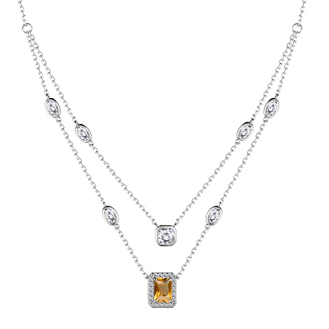 Колье из серебра с фианитом и с цитрином Алькор 06-3857/00цт-00 06-3857/00цт-00