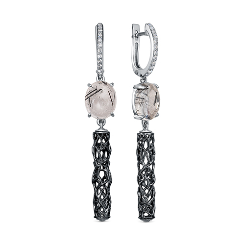 Серьги из серебра с фианитом и с кварцем KABAROVSKY 12-1056-5189 12-1056-5189