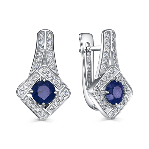 Серьги из серебра с фианитом и с сапфиром KABAROVSKY 12-869-1100 12-869-1100