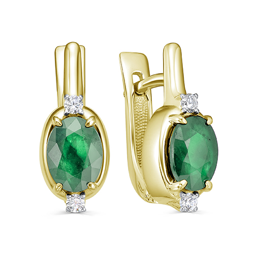 Серьги из серебра с фианитом и с изумрудом KABAROVSKY 12-936-1231 12-936-1231