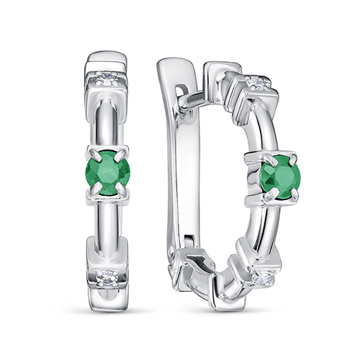 Серьги из серебра с бриллиантом и с изумрудом KABAROVSKY 12-951-1200 12-951-1200