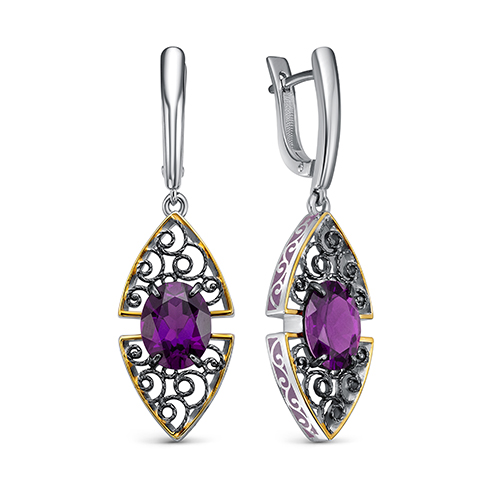 Серьги из серебра с аметистом KABAROVSKY 12-986-5381 12-986-5381