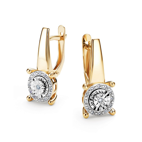 Серьги из лимонного золота с бриллиантом Алькор 26361-300 26361-300