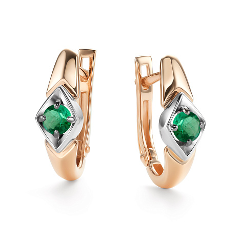 Серьги из золота с изумрудом Алькор 26414-101 26414-101