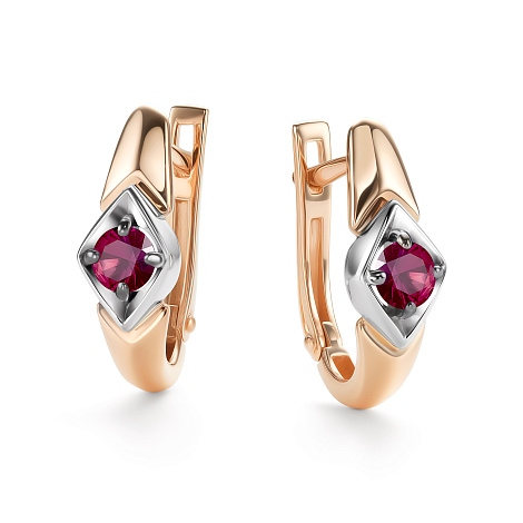 Серьги из золота с рубином Алькор 26414-103 26414-103