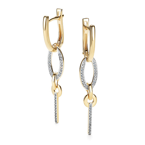 Серьги из лимонного золота с бриллиантом Алькор 26420-300 26420-300