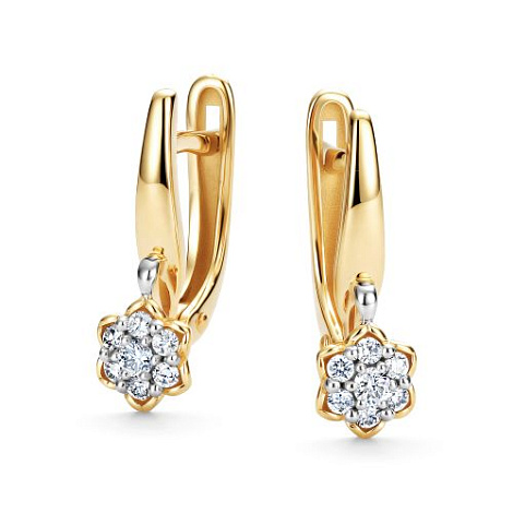 Серьги из лимонного золота с бриллиантом Алькор 26935-300 26935-300