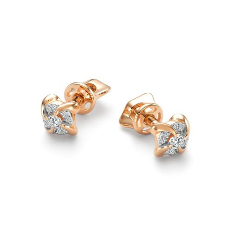 Серьги пусеты из золота с бриллиантом Алькор 27040-100 27040-100