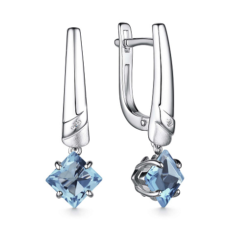Серьги из серебра с бриллиантом Алькор 02-4034/бртб-00 02-4034/бртб-00
