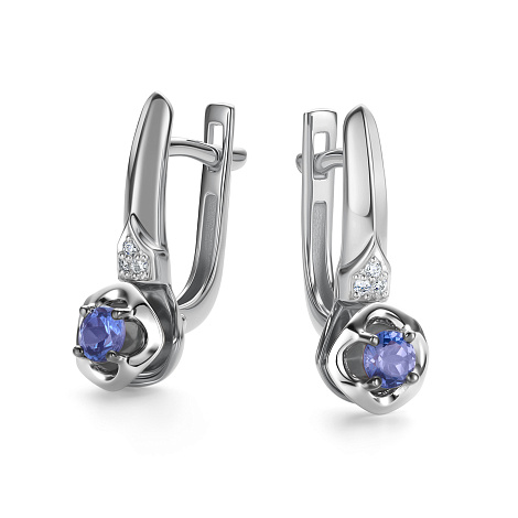 Серьги из белого золота с бриллиантом Алькор 26413-204 26413-204