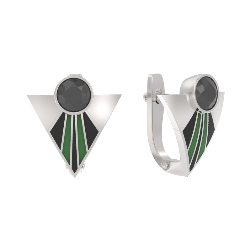Серьги из серебра с шпинелем и с эмалью Арина 1059622-04210 1059622-04210
