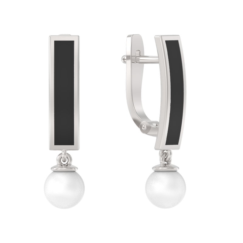 Серьги из серебра с жемчугом и с эмалью Арина 1050902-05250-2s 1050902-05250-2s
