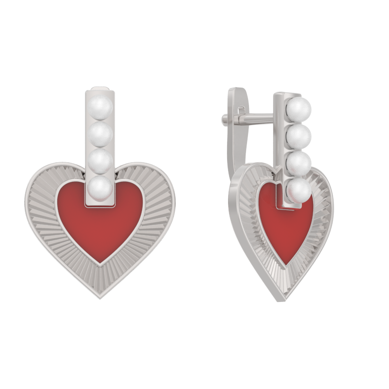 Серьги из серебра с жемчугом и с эмалью Арина 1061032-04250-2s 1061032-04250-2s