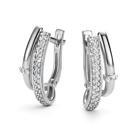 Серьги из белого золота с бриллиантом Алькор 26899-200 26899-200