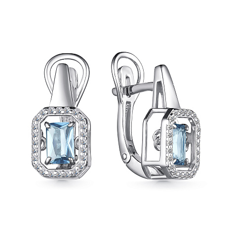 Серьги из серебра с топазом и с фианитом Алькор 02-3973/00тб-00 02-3973/00тб-00